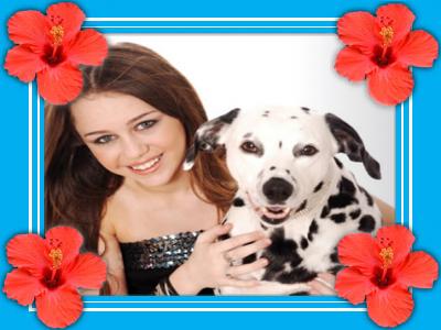 miley with dog Framed