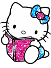 Hello Kitty Reading A Book Glitter